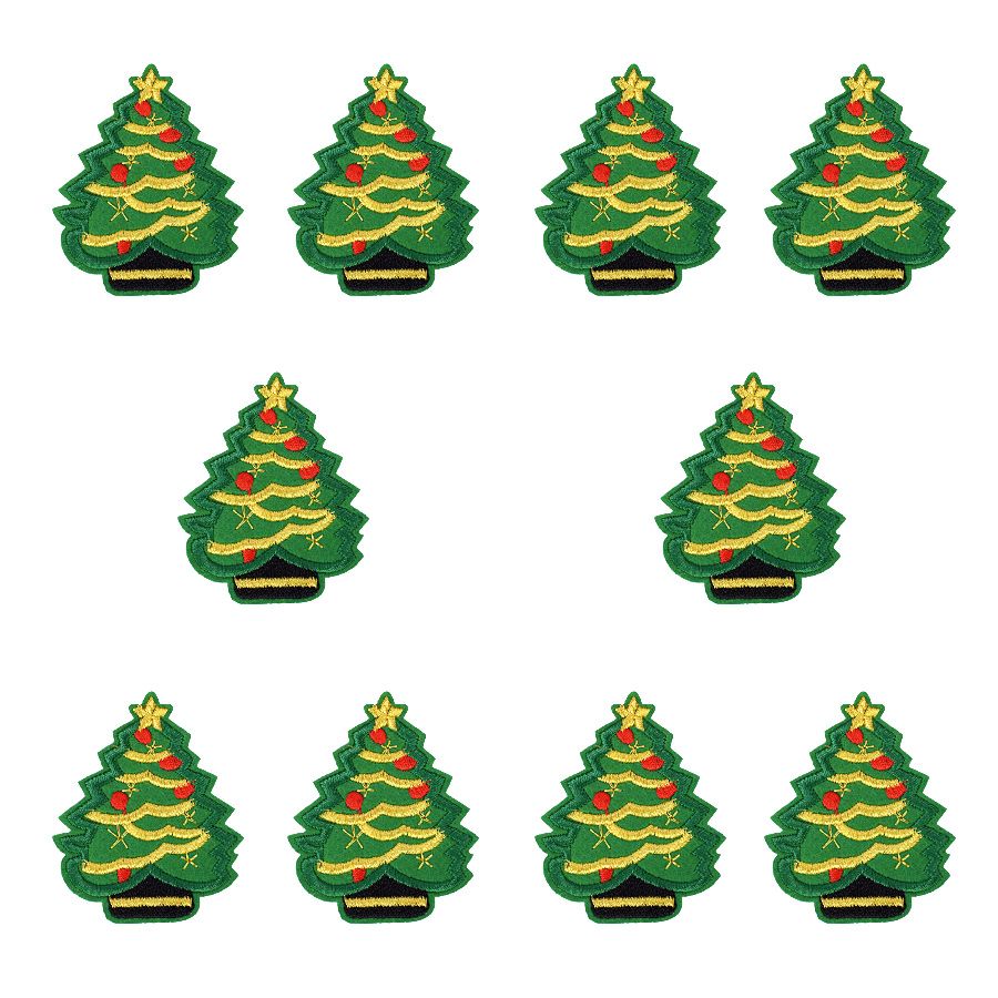 Christmas Tree Green /& Red Sequins Iron On Applique Patch
