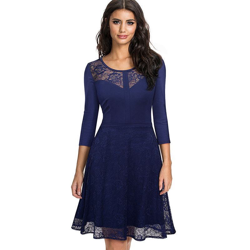 boat neck three quarter sleeve dress