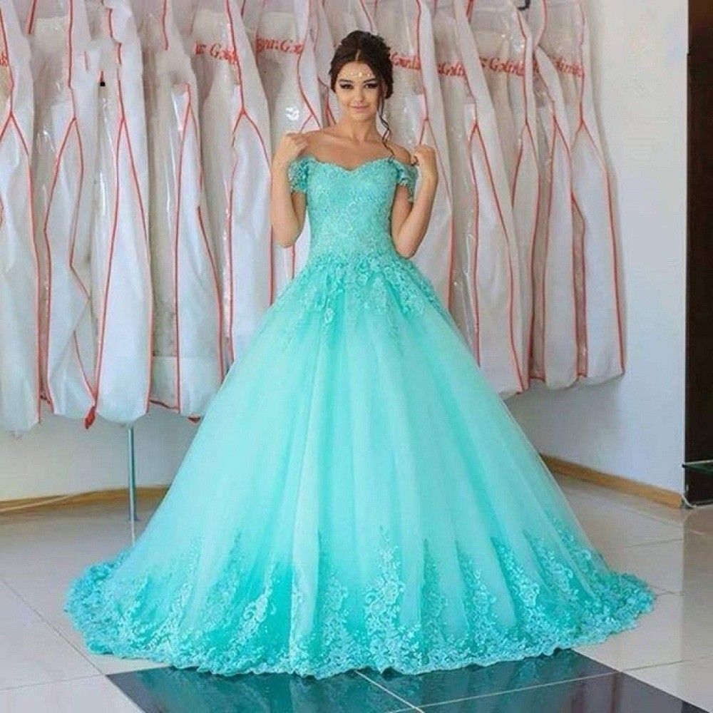 turquoise ball gown