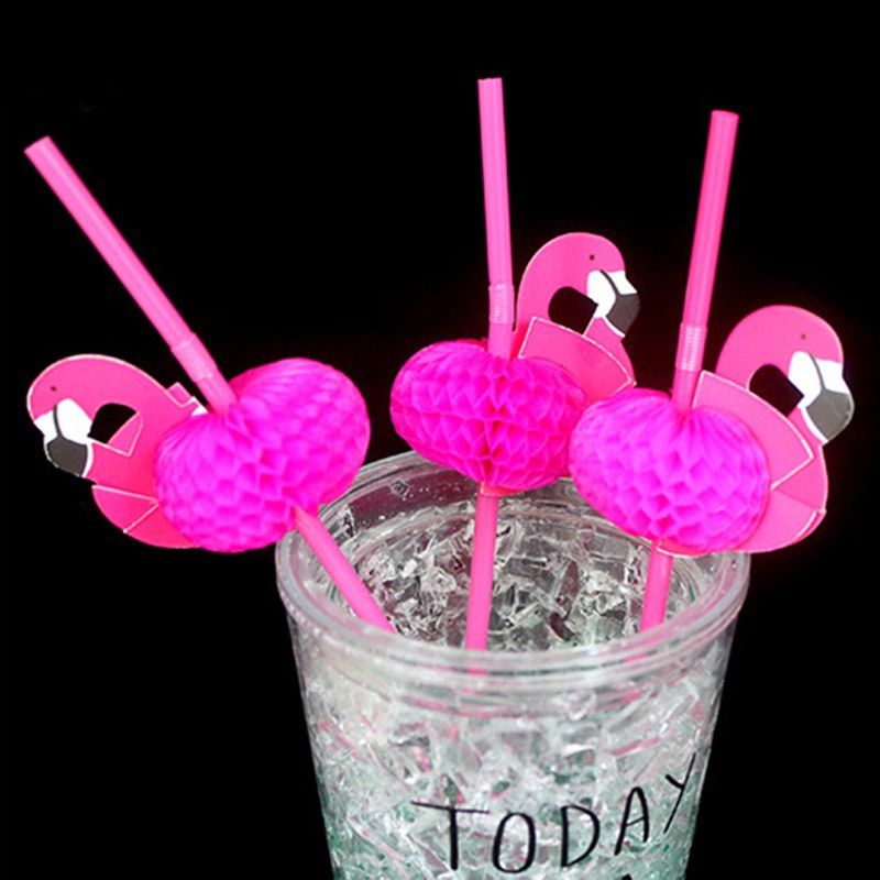 Paquete De 50 Pajitas Flexibles Pink Flamingo Beber Cóctel Paquete De 50 Pajitas Flexibles Pink Flamingo Beber Cóctel