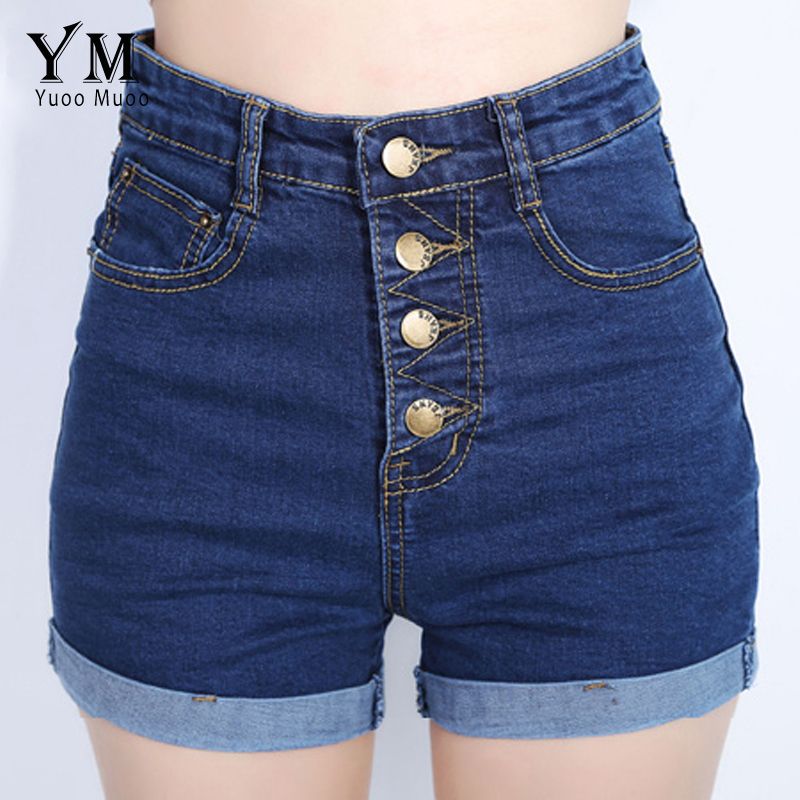 Compra YuooMuoo 2018 Moda 4 Botones Pantalones Cortos De Cintura Elástica  Retro Alta Feminino Pantalones Cortos De Mezclilla Para Mujeres Sueltas  Talla Grande Blue Jeans Corto S916 Barato | Entrega Rápida Y