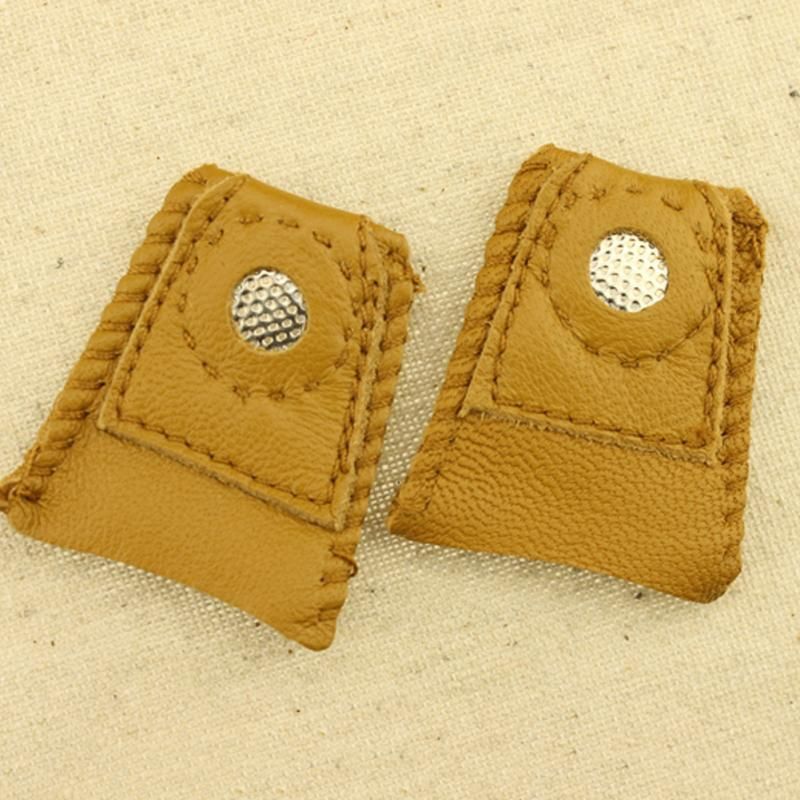 Finger Faux Leather Thimble Sheepskin With Metal Tip For Sewing Needle QuiltingH