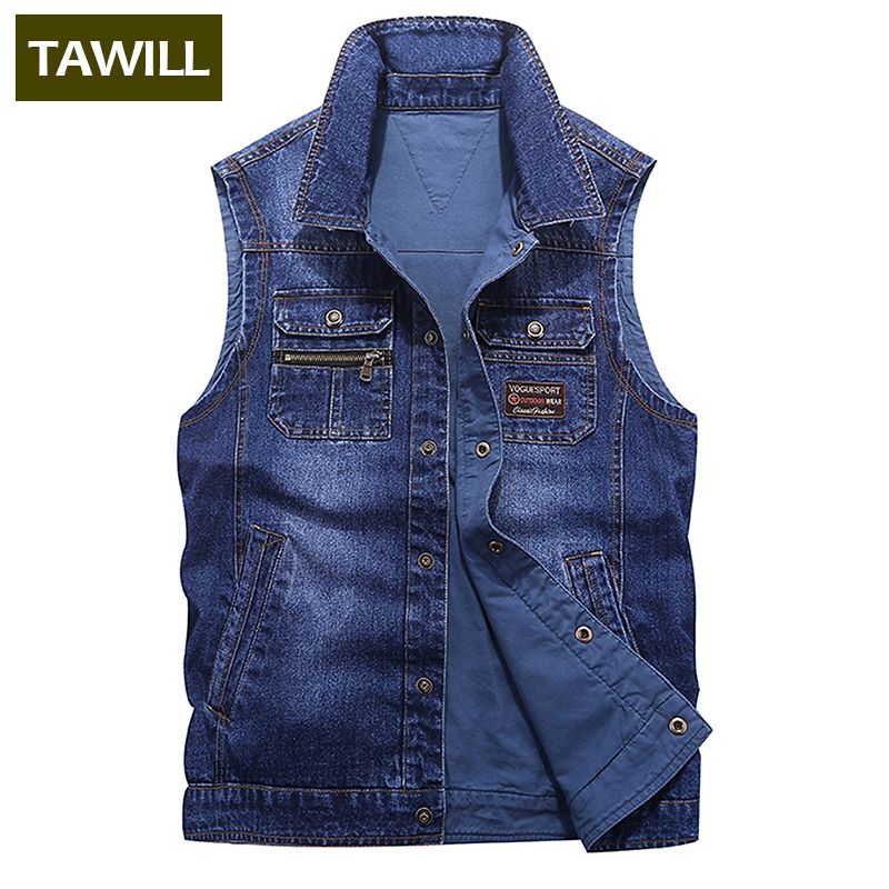 Mens Vests TAWILL Fashion Ripped Denim 