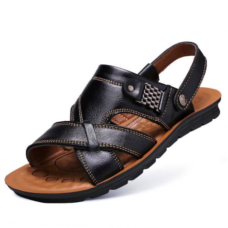 Yaloee Leather Fashion Summer Breathable Men Sandals Beach Shoes Yaloee Leather Fashion Summer Breathable Men Sandals Beach Shoes