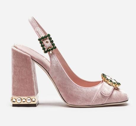 pink velvet shoes
