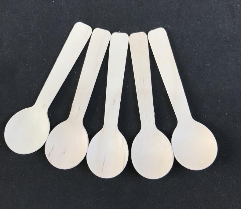 DEBEME 100 Piezas Desechables Cuchara de Madera Mini Fiesta de la Boda de la Cucharada de Helado Cuchara de Madera Occidental Postre Vajilla Accesorios de Cocina
