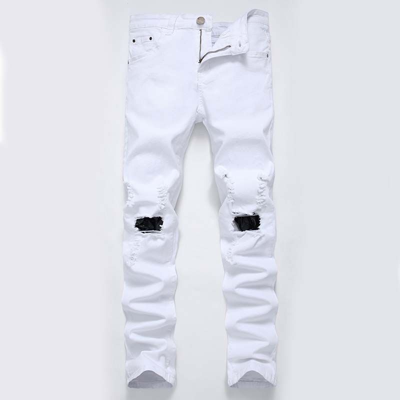 white jeans with holes in knees