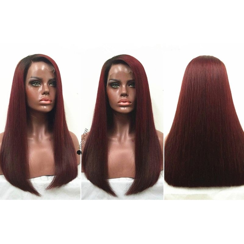 Wholesale Human Hair Lace Wigs 1b 99j Ombre Dark Puple Silky Straight Full Lace Wigs Glueless Brazilian Lace Front Wigs For Black Women Wigs On Sale