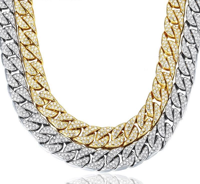 Compra Los Hombres Calientes Del Diseño De La Manera De La Venta Gruesos  Collares 14m M Miami Curb Collar De Cadena Cubana Collar Del Hip Hop De La  Plata Del Oro Con
