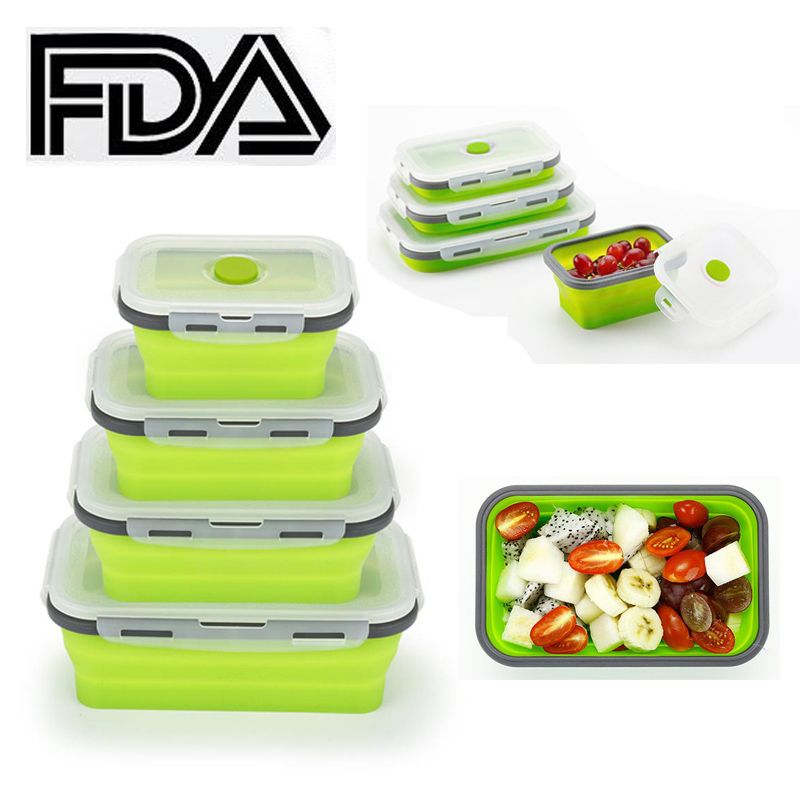 Fda Silicone Collapsible Bento Lunch Box Folding Food Storage Bowl Container Microwave Dishwasher Safe Eco Friendly 350 500 800 1200ml Learn Lawn