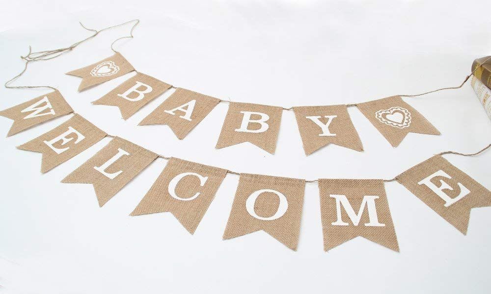 2020 2 8m Party Flags Welcome Baby Garland Butting Banners Linen