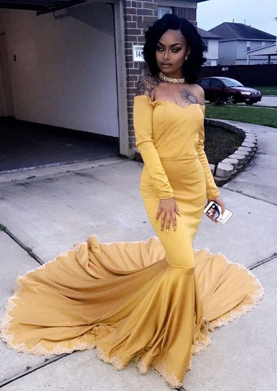 Long Yellow Off The Shoulder Dress Hot 