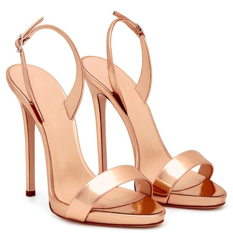 gold one strap heels