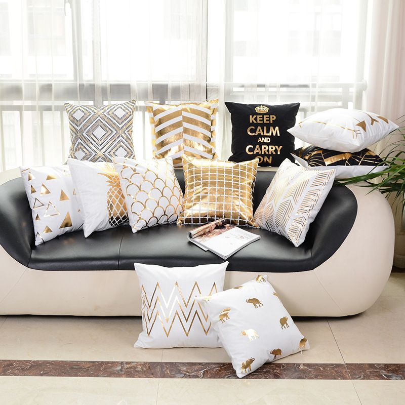 Fashion Gold Blocking Pillow Geometric Pineapple Heart Animal