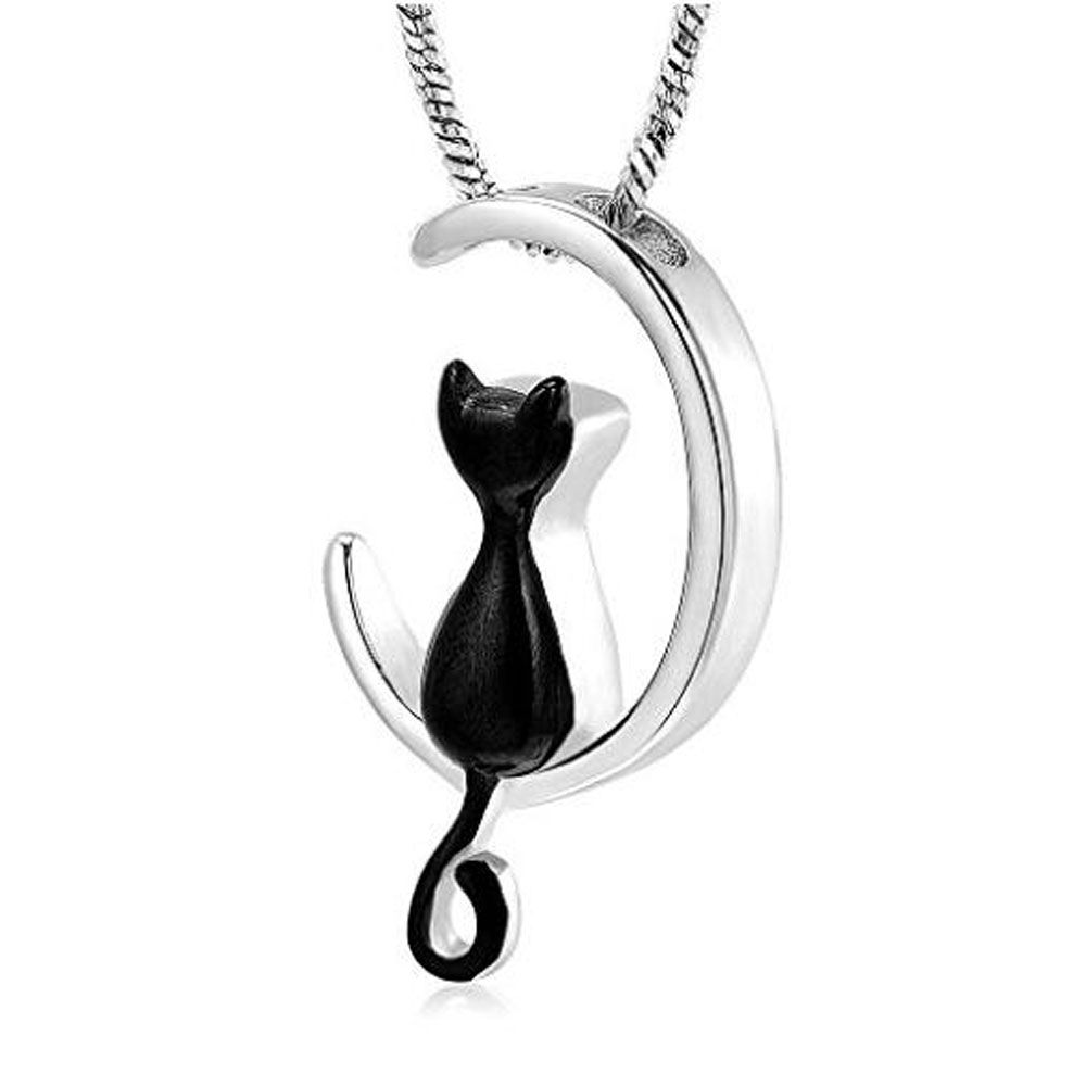 Wholesale Fashion Jewelry Cat Moon Necklace Cremation Jewelry Cat And