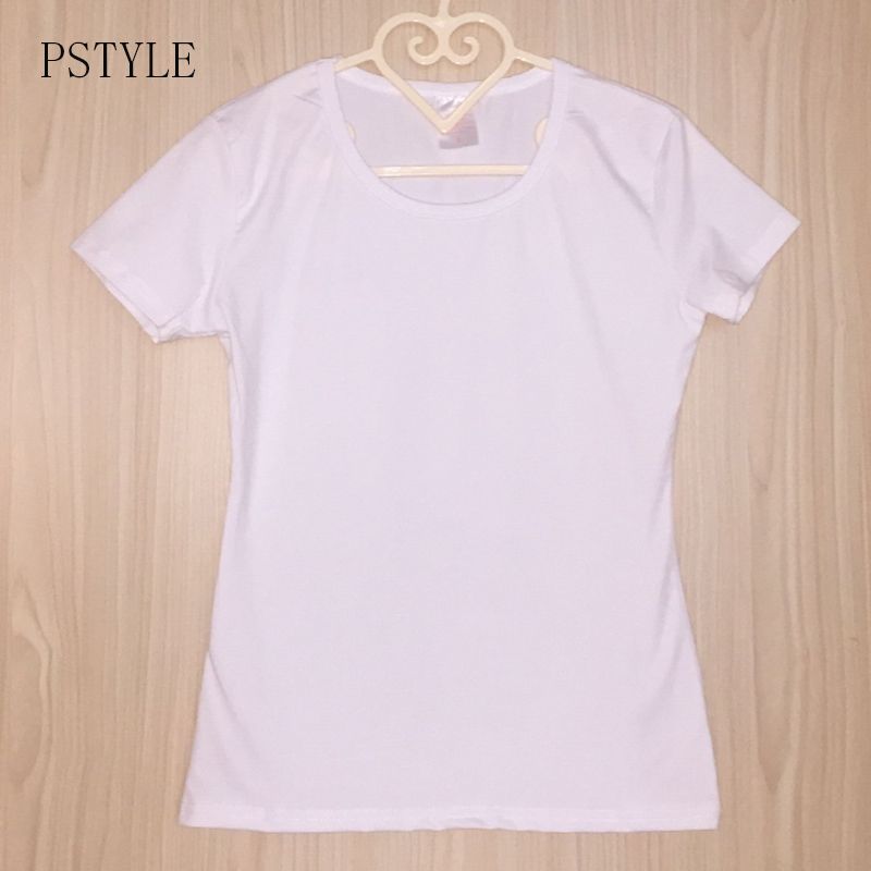 Pstyle Plain White Tshirt Women T Shirt Short Sleeve Comfortable