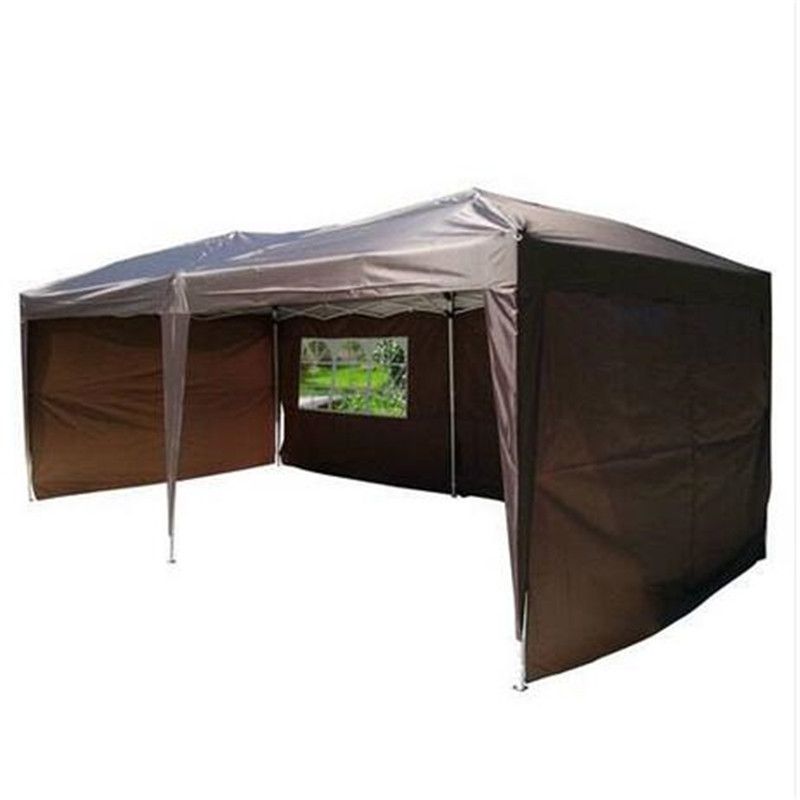 En gros 3 x 6 m deux fenêtres pratique tente pliante imperméable à l'eau foncé café tente de camping en plein air