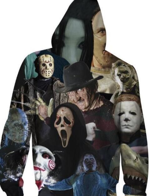 moletom com capuz with horror movie characters