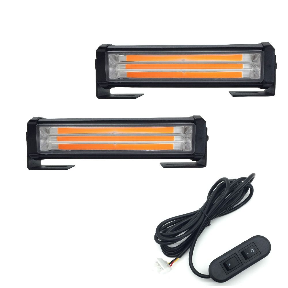 12V/24V 40W LED COB Car Grille Strobe Flash Warning Light Bar Fireman