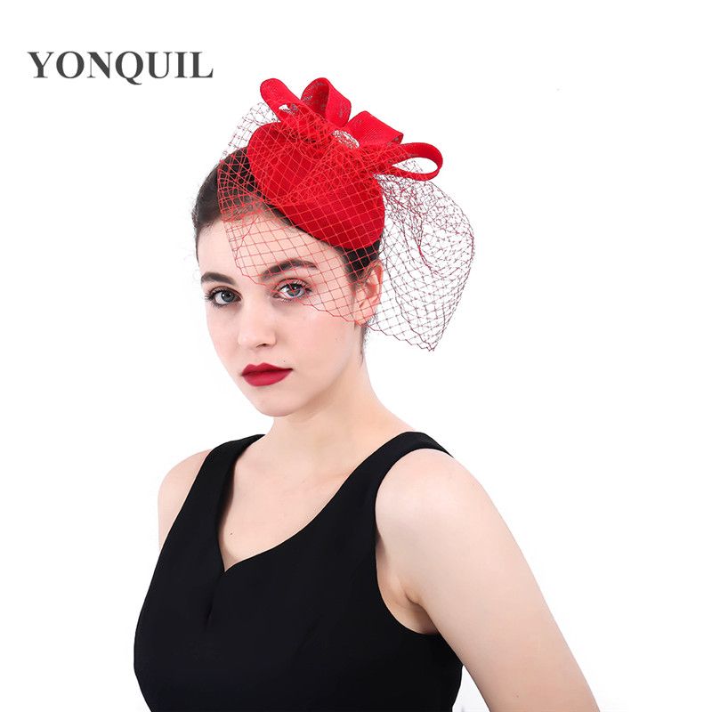 Women Fascinators Hats,Elegant Feather Pillbox Hat Veil Church Hair Accessories