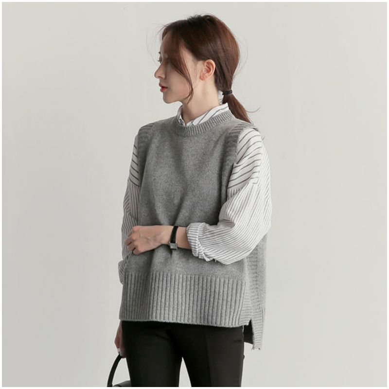 Acquistare 2018 Primavera Autunno Maglione Di Lana Gilet Donna Senza  Maniche O Collo A Maglia Vest Femminile Canotte Casuali Pullover Oversize  Lato Diviso Economico | Consegna Veloce E Qualità | It.Dhgate