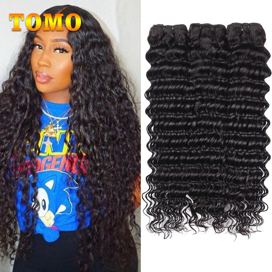 Tomo Peruvian Deep Wave Unprocessed Human Virgin Hair Weaves 8a