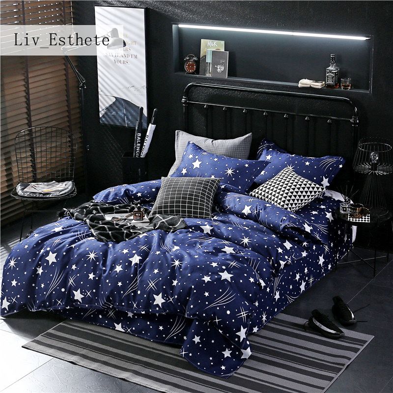 Liv Ethete Fashion Star Blue Bedding Set Elegant Duvet Cover