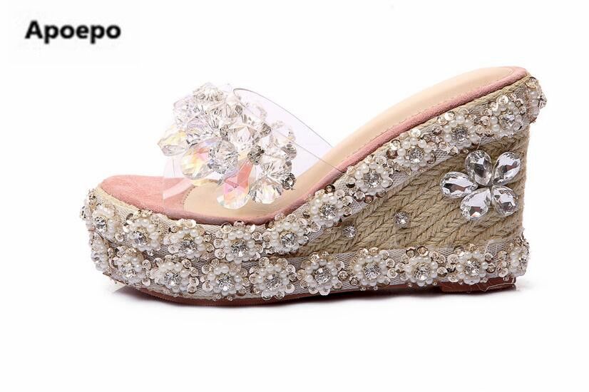 natti rhinestone platform sandals