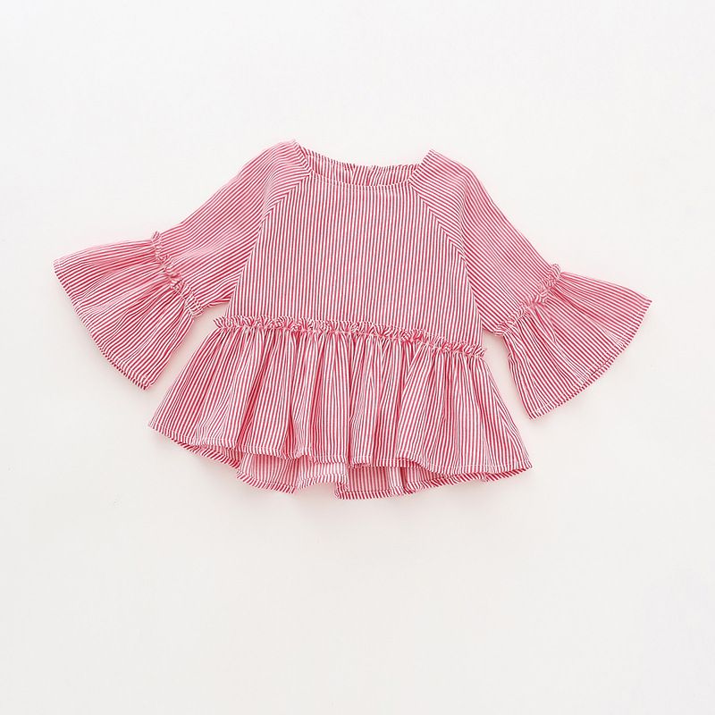 Personalized 1st Birthday Girl Cotton Toddler Long Sleeve Ruffle Shirt Top