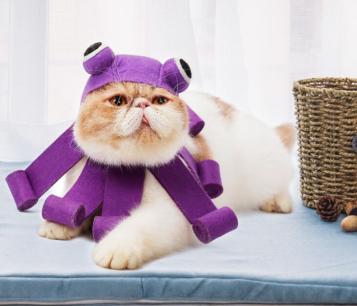 Halloween Cat Octopus Costumes Funny Cute Pet Cosplay Octopus Felt Cap Hat For Cat Kitten Halloween Xmas Fancy Dress Up Pet Accessories Cat Costumes
