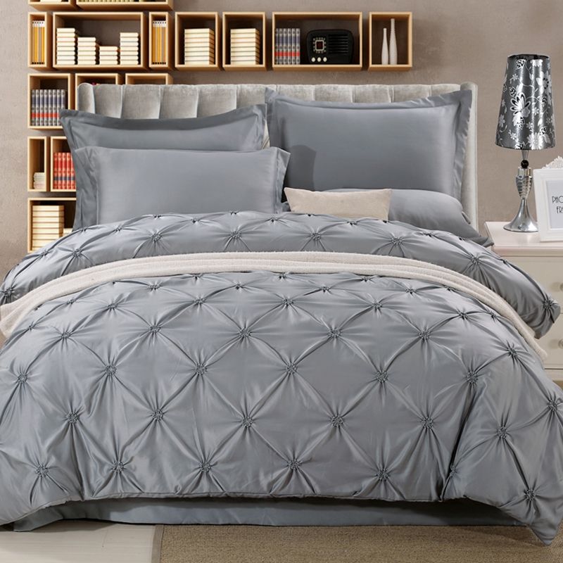 Wongs Bedding Luxury Silk Bedding Sets Grey Solid Satin Sheets Bed