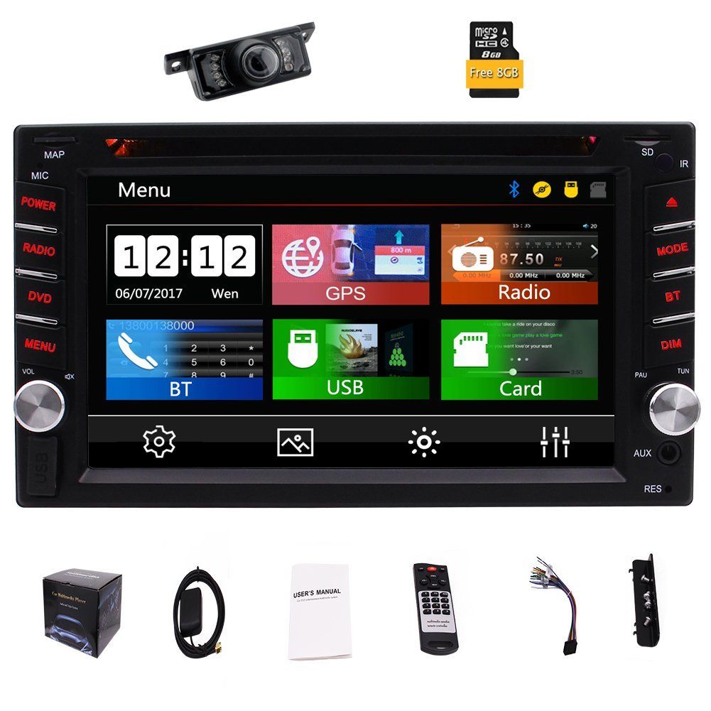 AUX Car Auto Radio In Dash EINCAR Bluetooth Autoradio Car Stereo Double Din MP5 with 7 Inch Touch Screen GPS Navigation FM AM Radio USB/TF Card up to 32GB