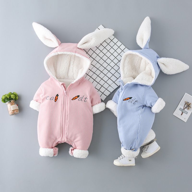 30PCS invierno del oído del lindo con capucha Mamelucos bebés Niños Niñas ropa de