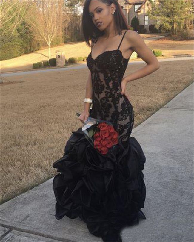 black lace applique skirt