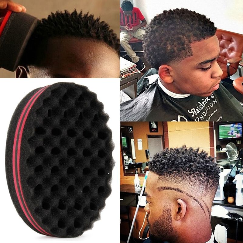 Newest Magic Double Head Sponge Men Barber Hair Brush Black Dreads