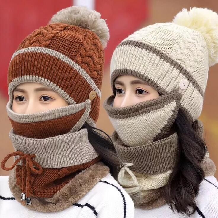 Acquistare Set Di Maschere E Mascherina Del Berretto Invernale Set Di  Mascherina 3 Pezzi Cappello A Maglia Cappello A Maglia Cappello A Maglia  Spessa Cappelli Invernali Caldi Cappuccio Da Sci Caldo Le