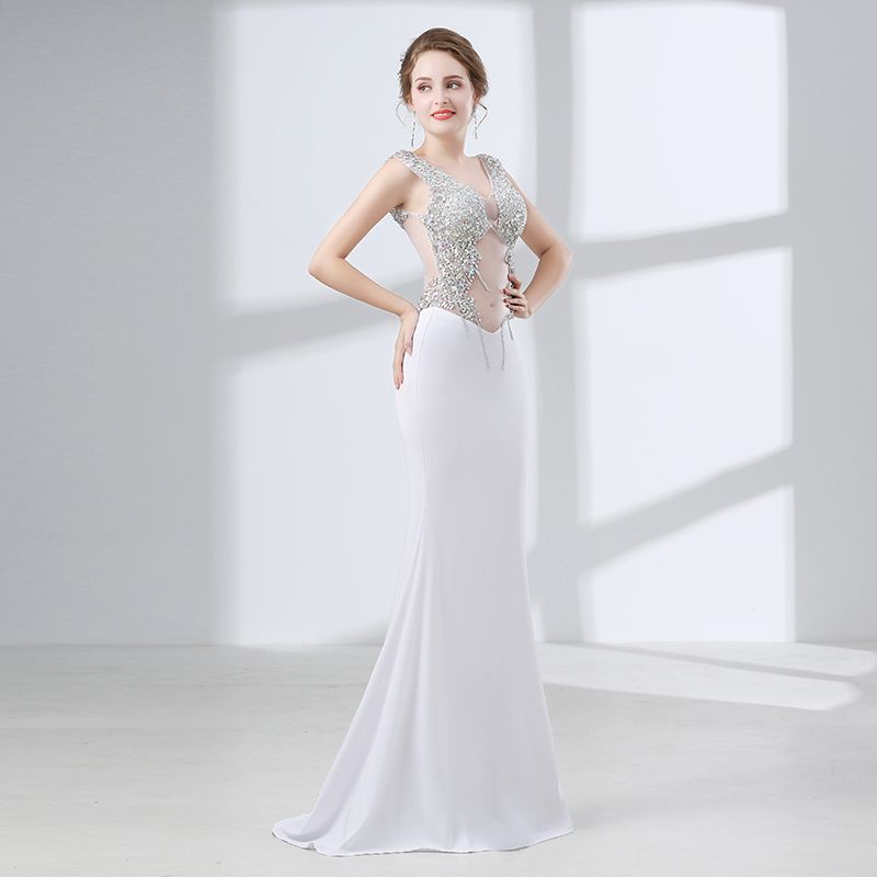 ladies white evening dresses