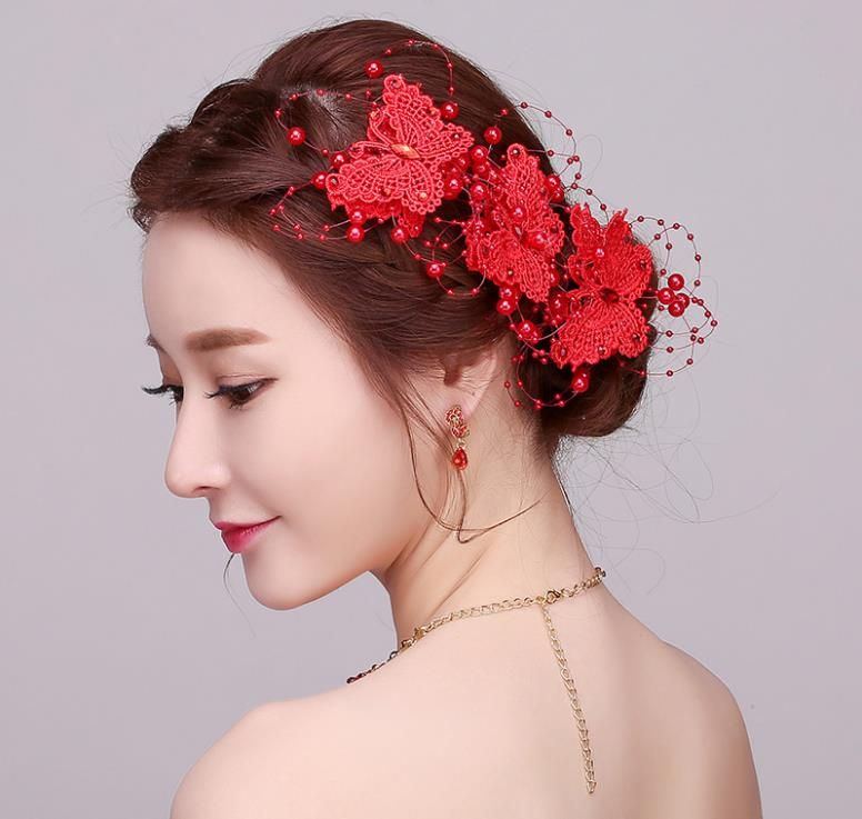 red flower hair accessories uk