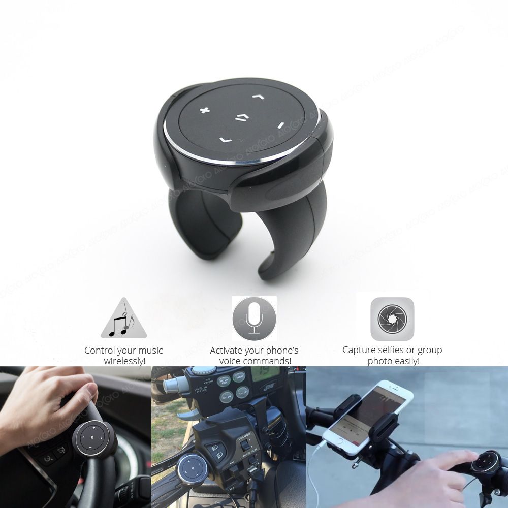 Bluetooth Media Audio Music Remote Control Button Car Steering Wheel Bike Mount 