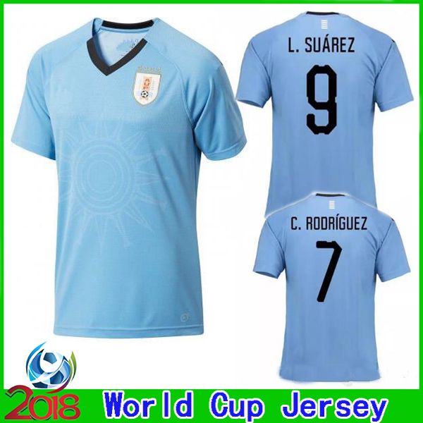 compresión Premio Manuscrito Copa Mundial de Uruguay 2018 Jersey de Futbolito Azul 18 19 Uruguay # 9  Camiseta de Futbol