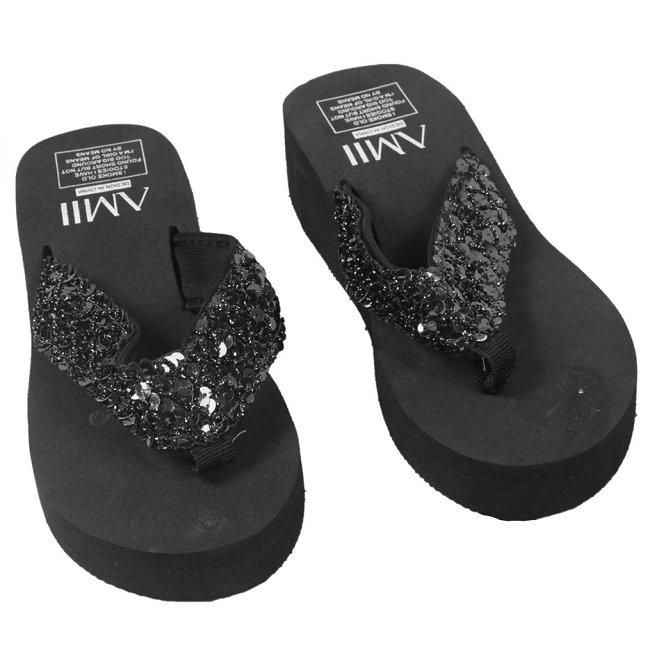 girls sparkly flip flops