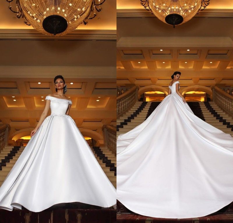 fitted long train wedding dresses