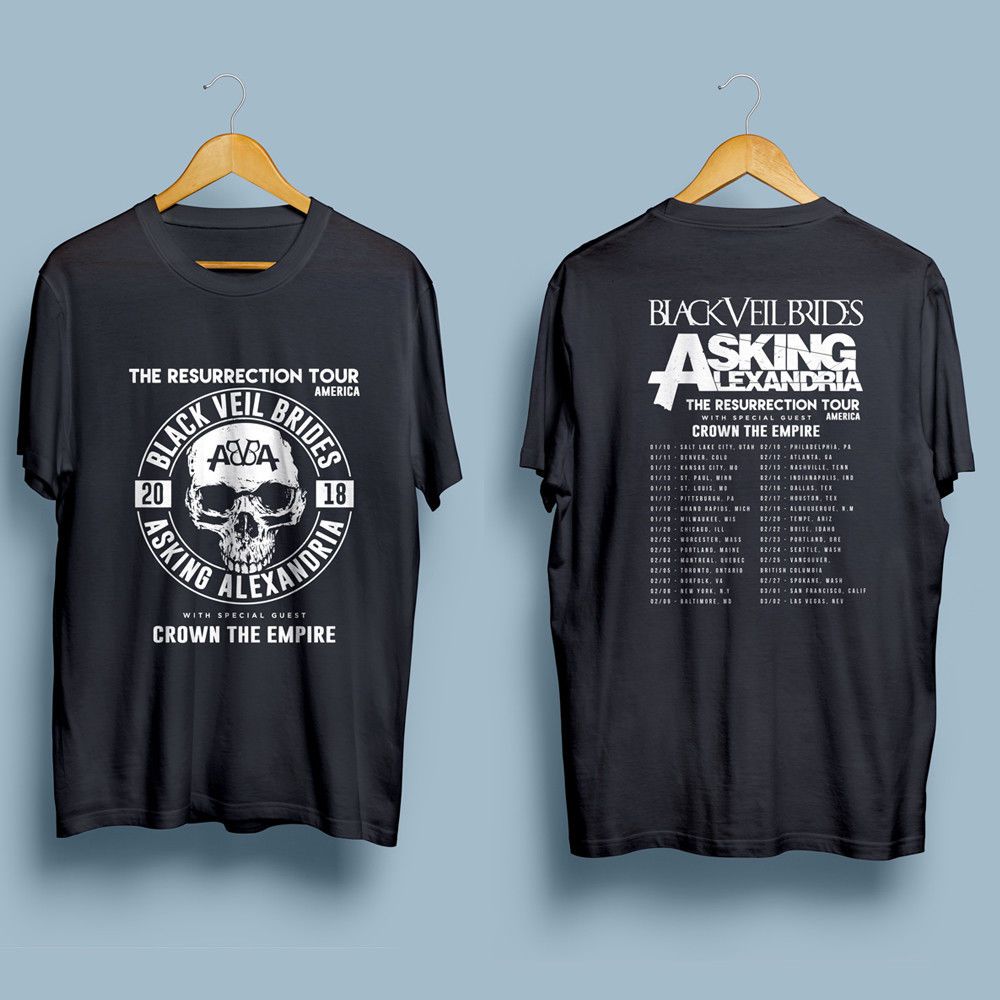 2018 Black Veil Brides Asking Alexandria The Resurrection America Tour T Shirt