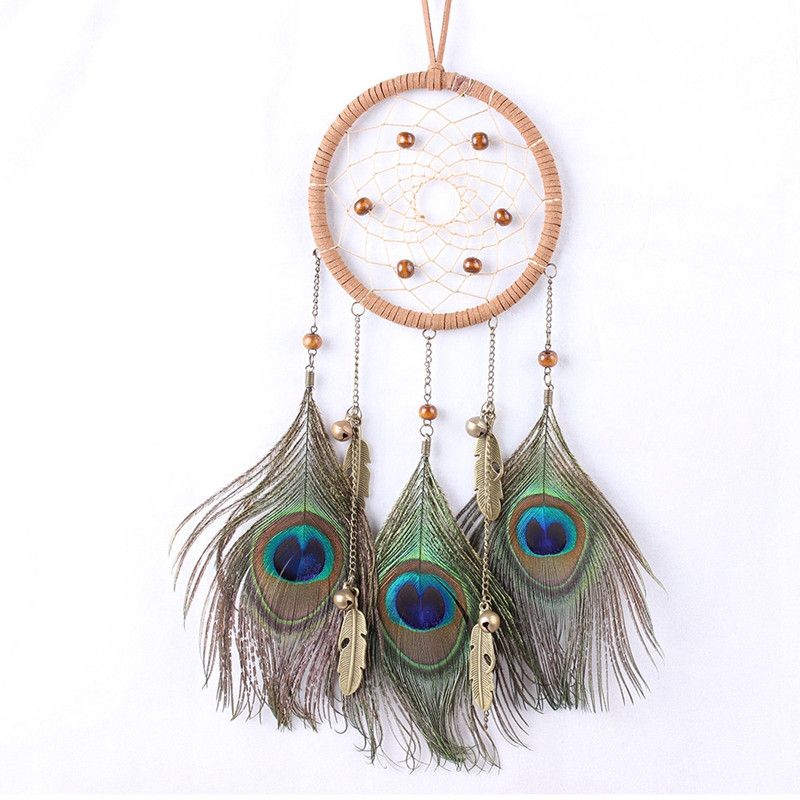 Handmade Dream Catcher Circular Net with Feathers Beads for Wall Car Decoration