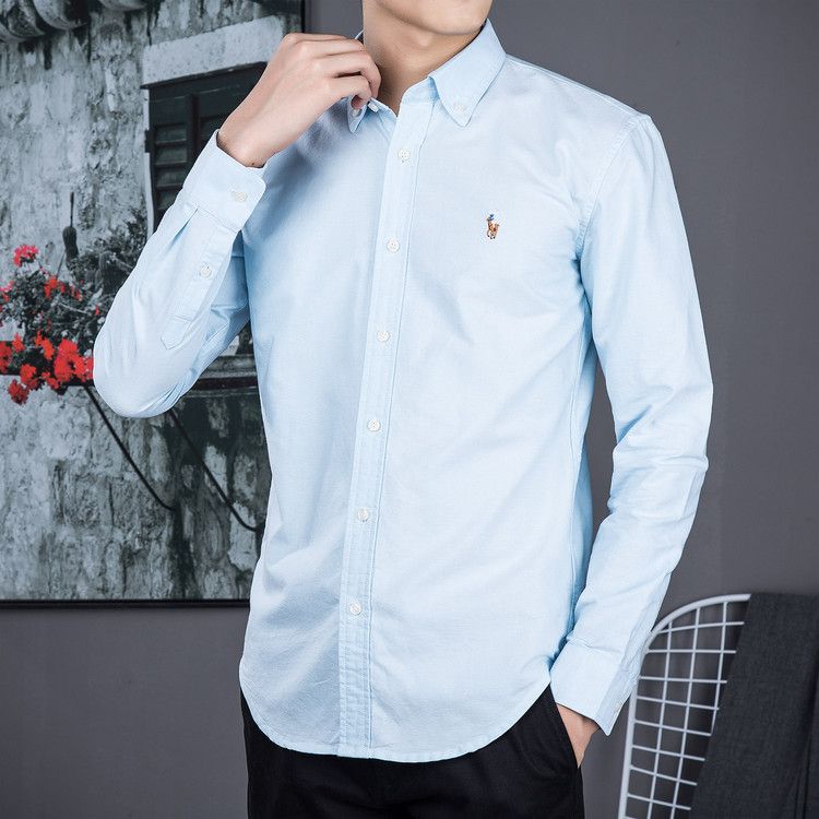 Mens Long Sleeve Polo Shirt Autumn Spring Dress Shirt Mens Casual