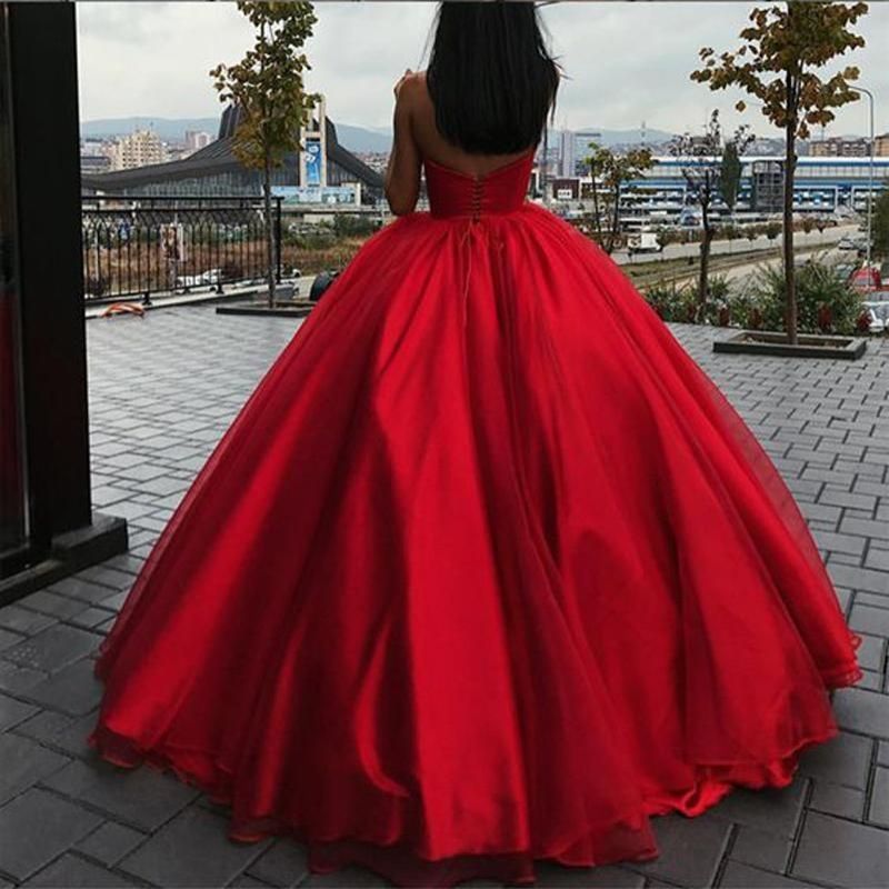 red princess prom dress