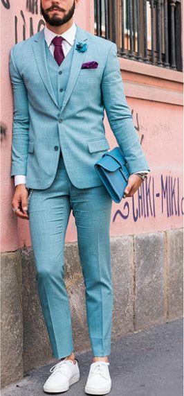 light blue coat pant