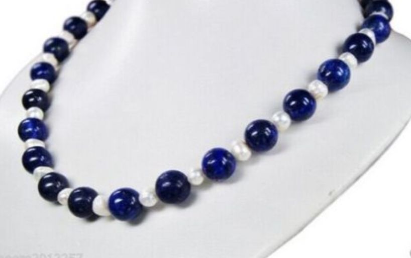 Natural Egyptian Lapis Lazuli Beads Necklace 18" 