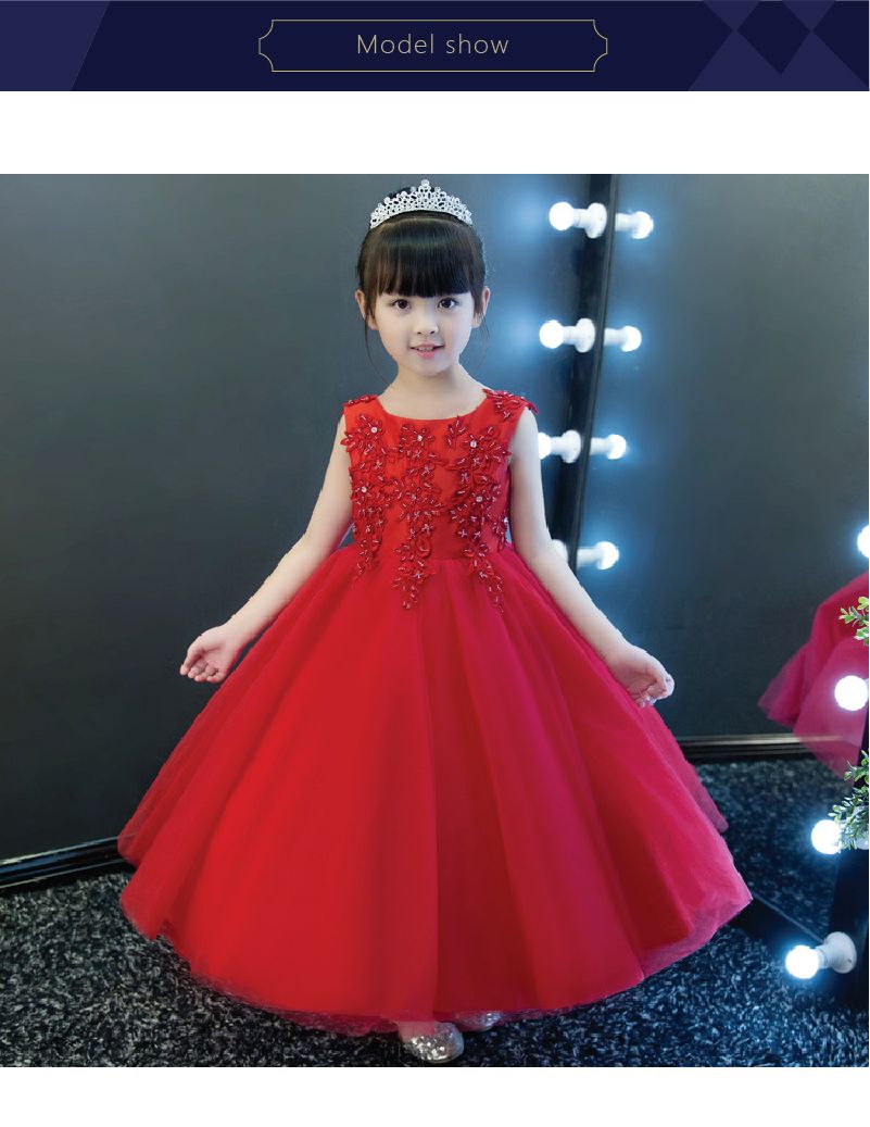 Baby Girl Dress In Red Color 3d Floral 
