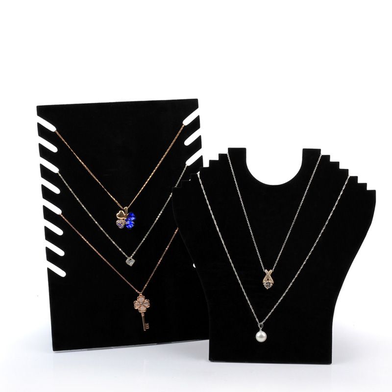 Collar de joyería Cadena la cadena Soporte Cartón de cartón Velvet Elegante plegable